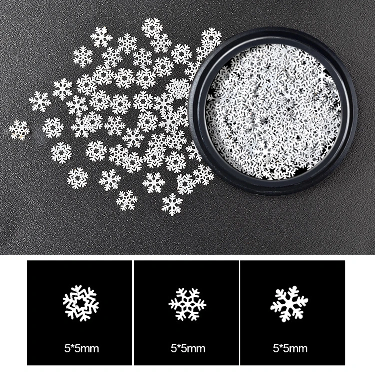 New Nail Jewelry Wholesale White Snowflake Computer Film Ultra-Thin Sequins Christmas Snowflake Series