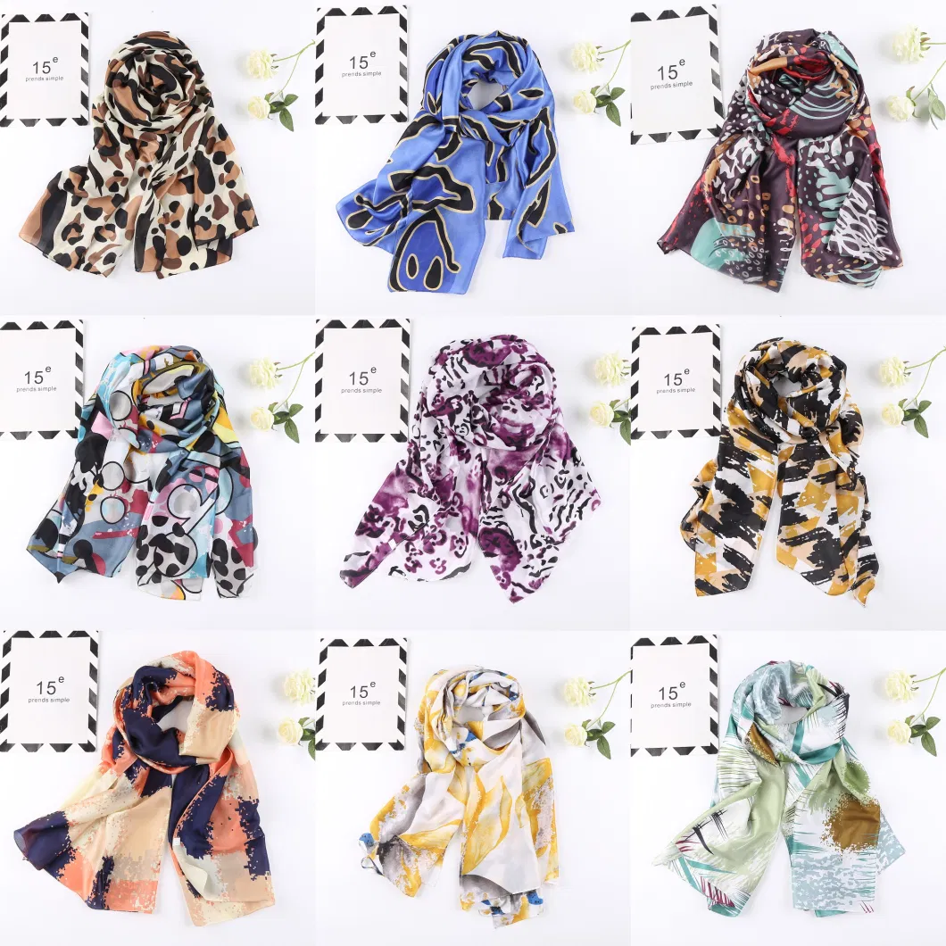 80X180cm Multi Use Fashion Silk Scarf Shawls Silk Hijab Head Scarf Long Scarf
