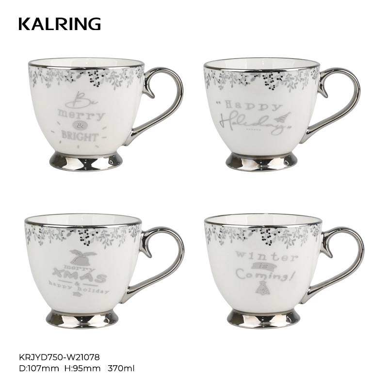 Kalring Hot Sale Electroplated Silver Series Christmas Mugs for Different Size