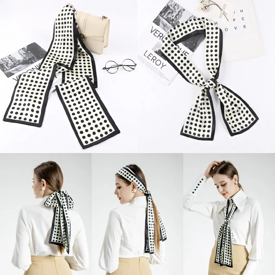 14X145cm Fashion Luxury Silk Satin Scarf Silk Hair Ribbon Hairband Bag Band