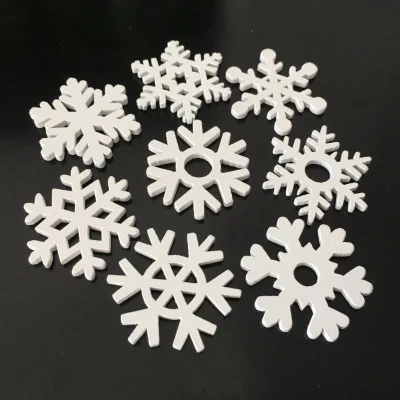Wooden Crafts White Red Snowflake Christmas Series Wood Chips