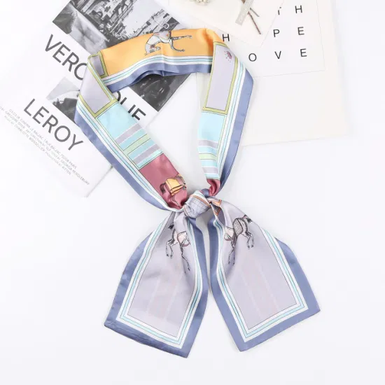 14X145cm Fashion Luxury Silk Satin Scarf Silk Hair Ribbon Hairband Bag Band