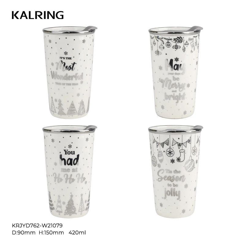 Kalring Hot Sale Electroplated Silver Series Christmas Mugs for Different Size