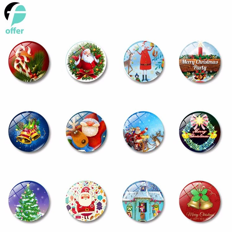 Christmas Santa Claus Series Magnetic Glass Refrigerator Stickers
