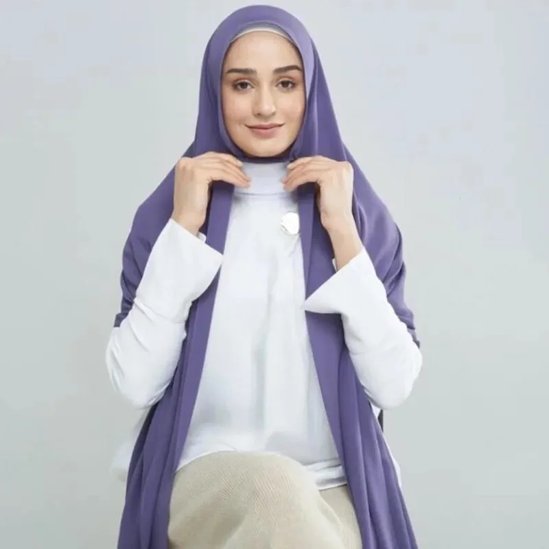 Premium Chiffon Hijabs Good Stitching with Elastic Band Instant Hijab Scarf