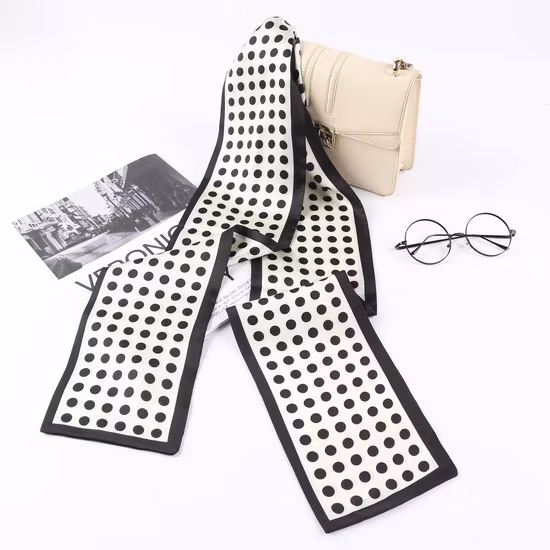 14X145cm Custom Multi Use Fashion Silk Satin Scarf Silk Hair Ribbon Hairband Bag Band