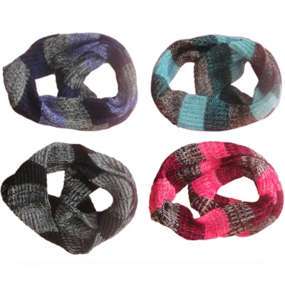Colour Block Marl Fashion Knitting Infinity Scarf