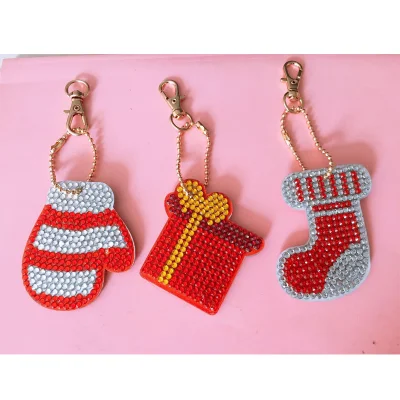 Christmas Series Bright Diamond Keychain 5 Types Key Chain Material Bag Backpack Chain